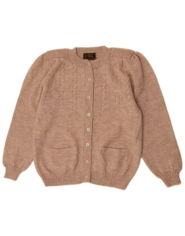 Pulover cardigan Alpaca Quitex pentru femei UK 12 Bej mediu