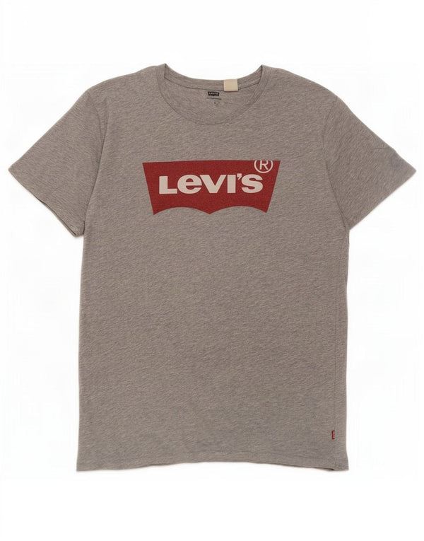 Tricou cu grafic Levi's pentru bărbați Top din bumbac cu pete gri mediu