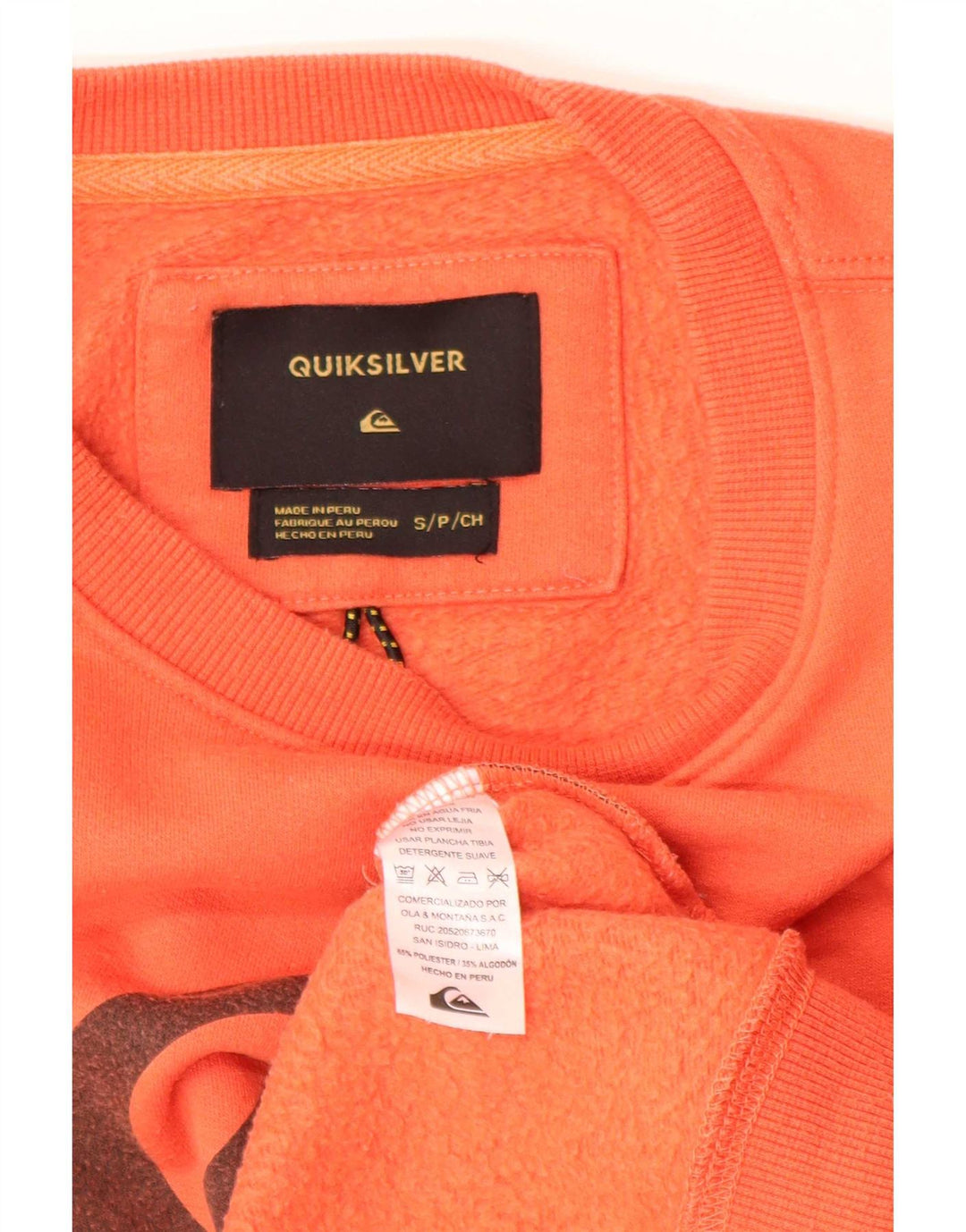 Pulover cu grafică Quiksilver pentru bărbați, poliester portocaliu mic