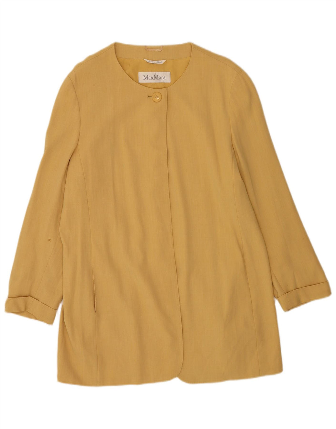 Jachetă Blazer pentru femei Max Mara cu 1 nasture cu paragate UK 16, mare, galbenă