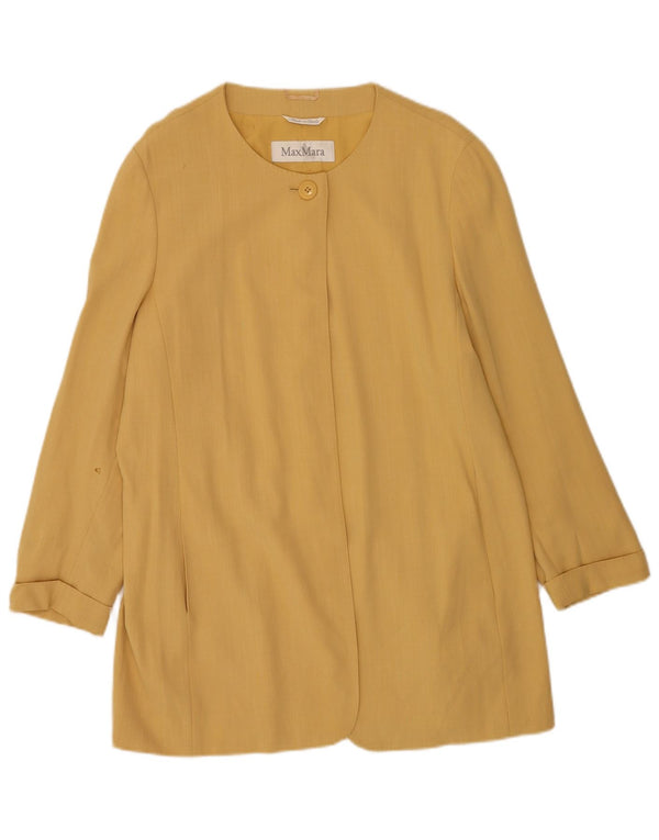 Jachetă Blazer pentru femei Max Mara cu 1 nasture cu paragate UK 16, mare, galbenă