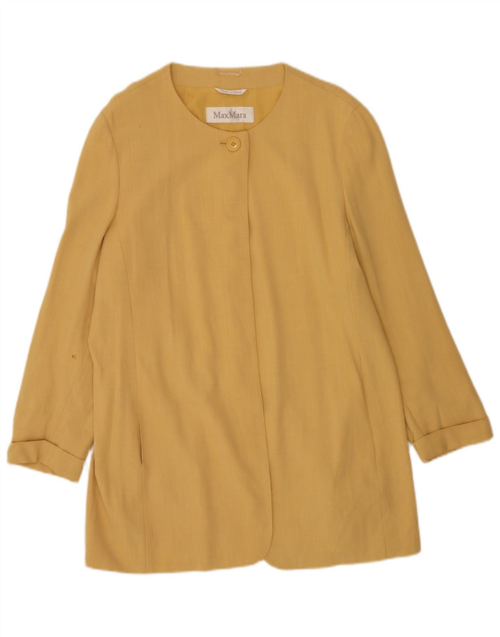 Jachetă Blazer pentru femei Max Mara cu 1 nasture cu paragate UK 16, mare, galbenă