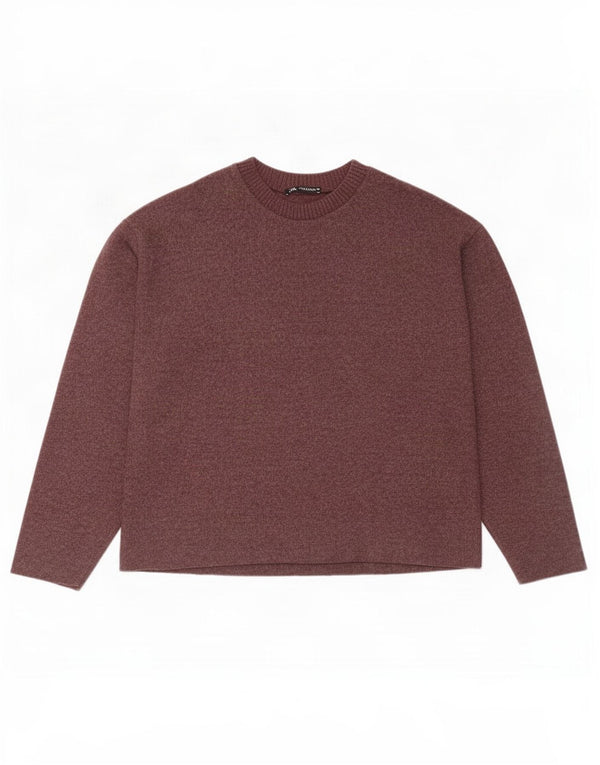 Top pentru femei Zara cu mânecă lungă UK 14 Medium Burgundy Poliester cu mâneci lungi