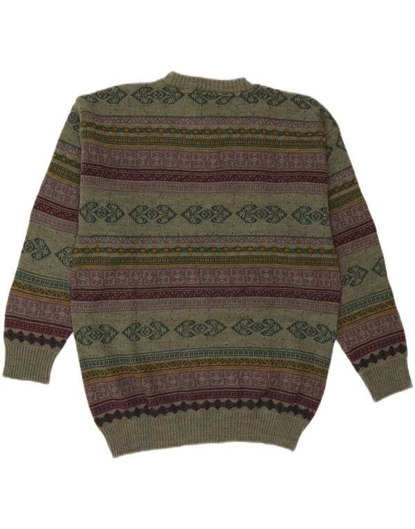 Pulover pentru bărbați Starter cu gât crew pulover XL Lână geometrică verde