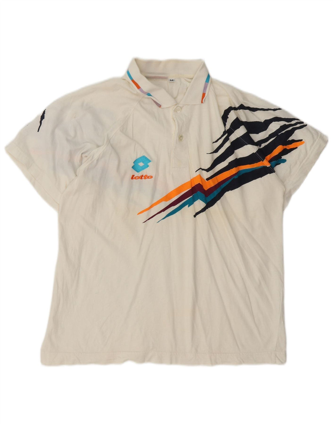 Tricou polo grafic pentru bărbați Lotto, bumbac alb mediu