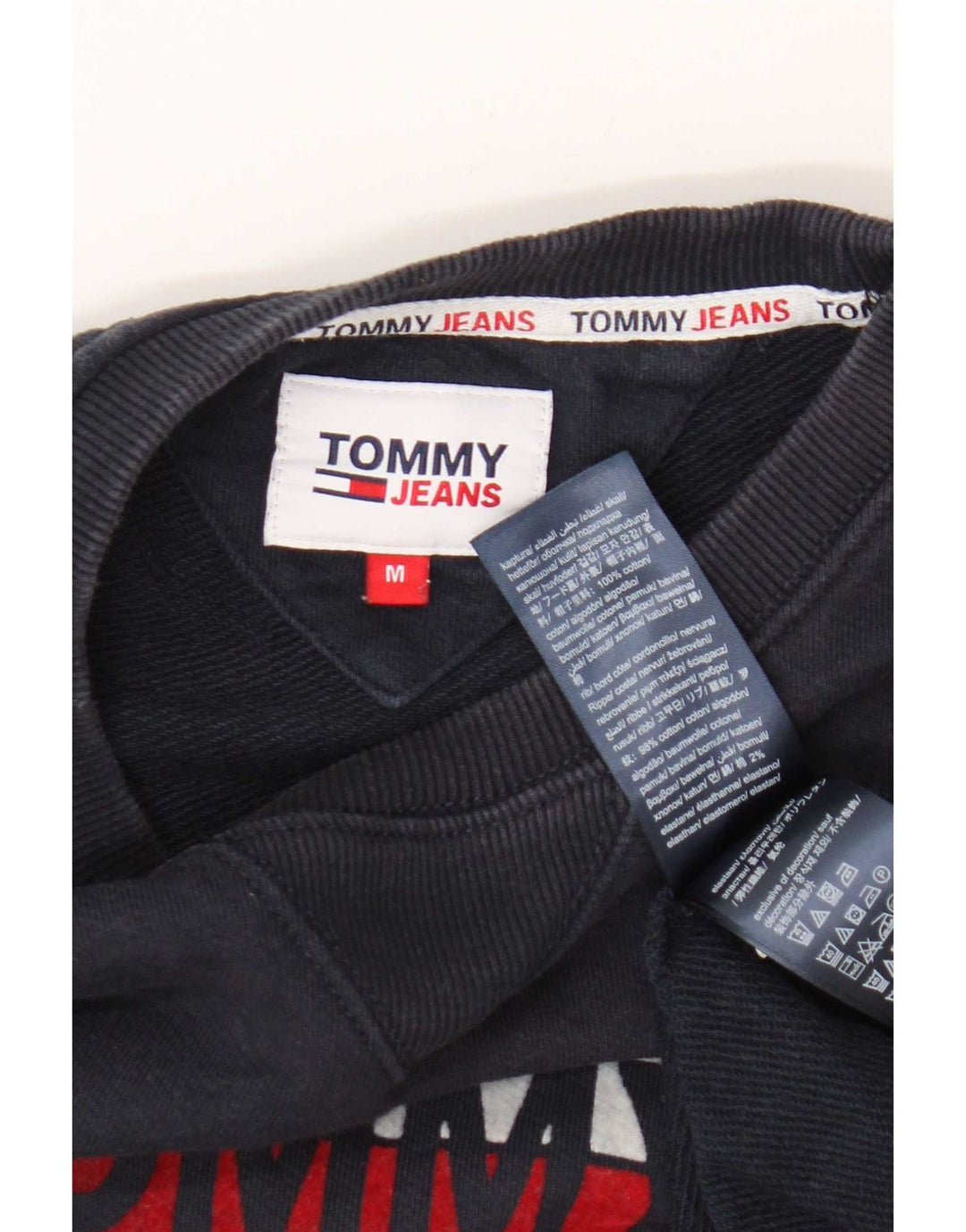 Hanorac grafic pentru bărbați Tommy Hilfiger Pulover mediu din bumbac bleumarin