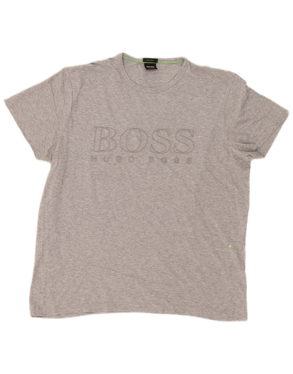 Tricou grafic Hugo Boss pentru bărbați, cu croială normală, de mare, din bumbac gri