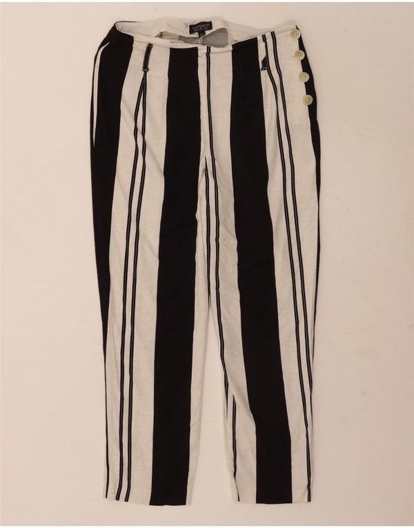 Topshop Pantaloni tăiați pentru femei UK 10 Small W28 L25 White Colorblock