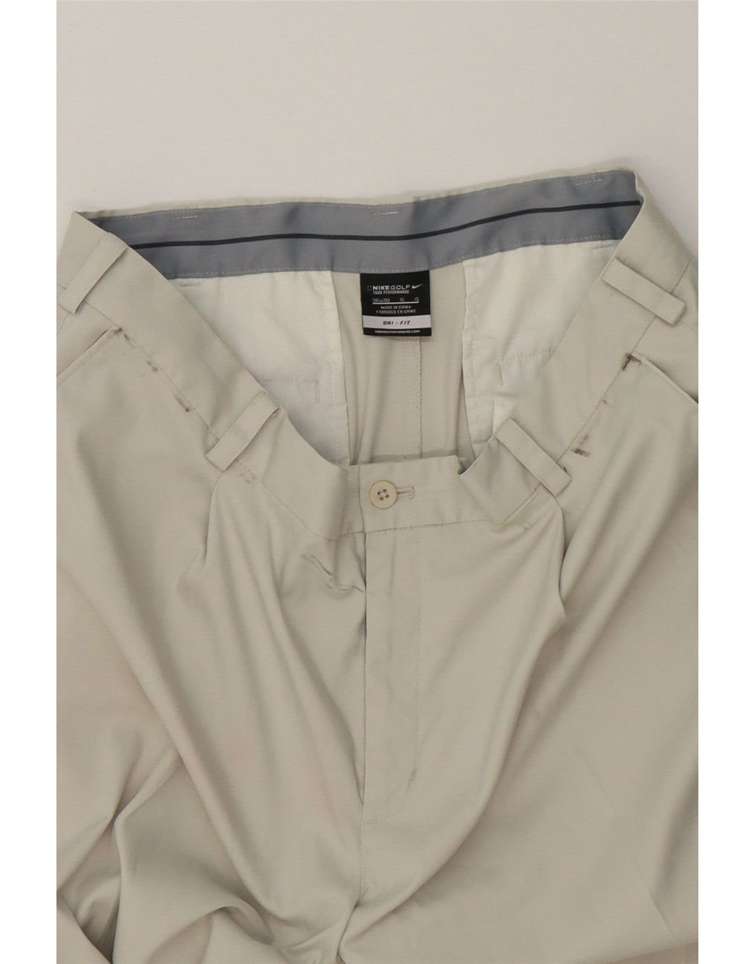 NIKE Mens Dri Fit Straight Chino Trousers W36 L30 Off White Polyester Vintage Nike and Second-Hand Nike from Messina Hembry 