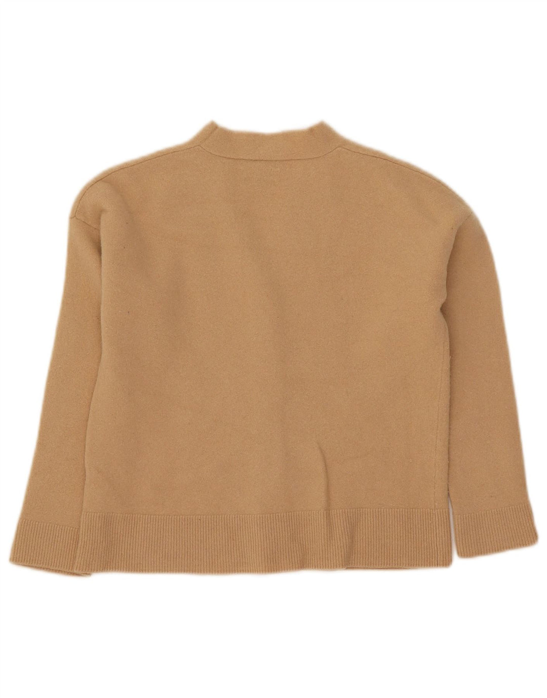 Massimo Dutti Pulover Crop Cardigan pentru Femei UK 12 Medium Beige Lână
