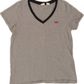 LEVI'S Womens T-Shirt Top UK 14 Medium Black Striped Cotton Vintage Levi's and Second-Hand Levi's from Messina Hembry 
