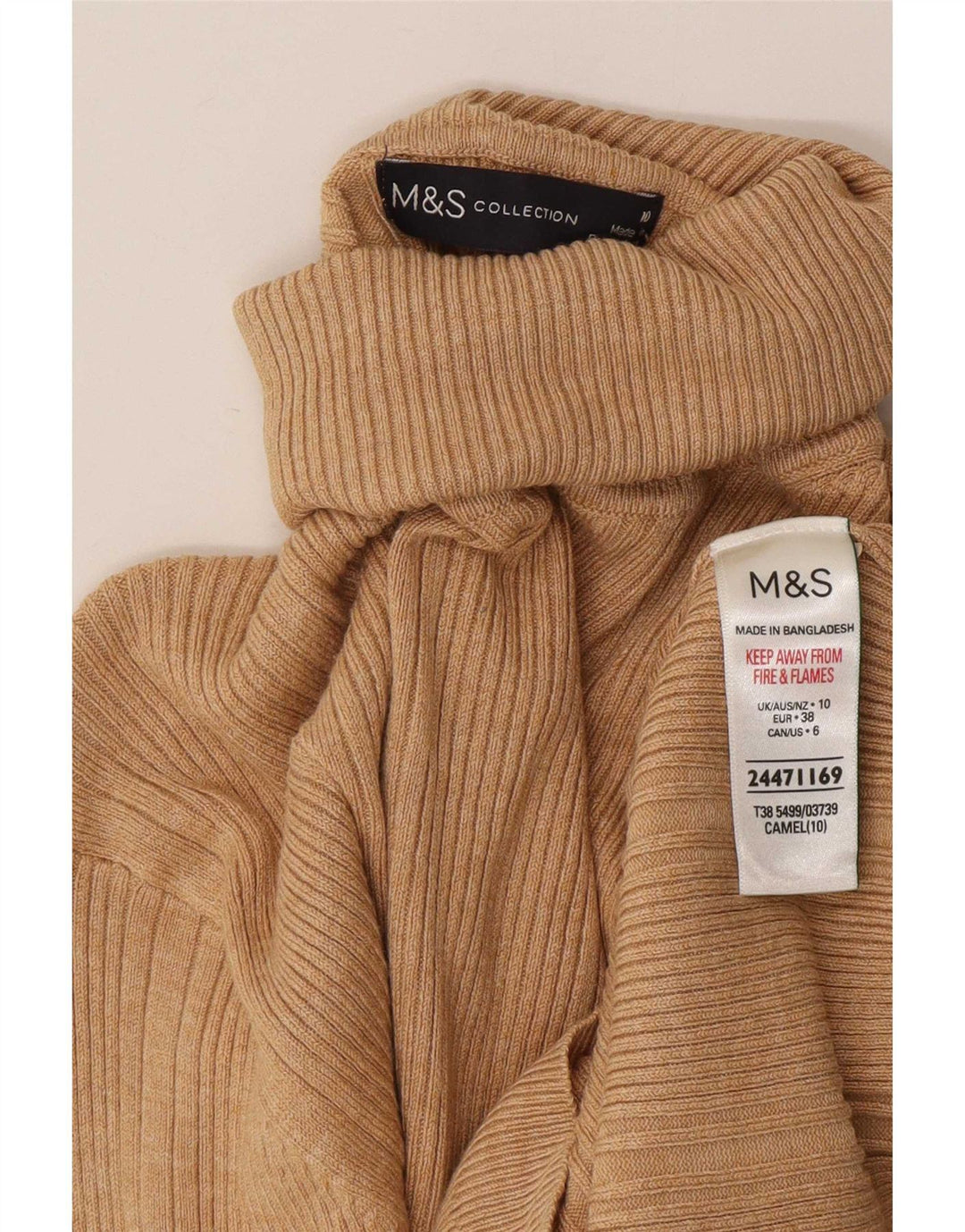Marks & Spencer Pulover cu gât rulat pentru femei UK 10 Small Beige Viscose