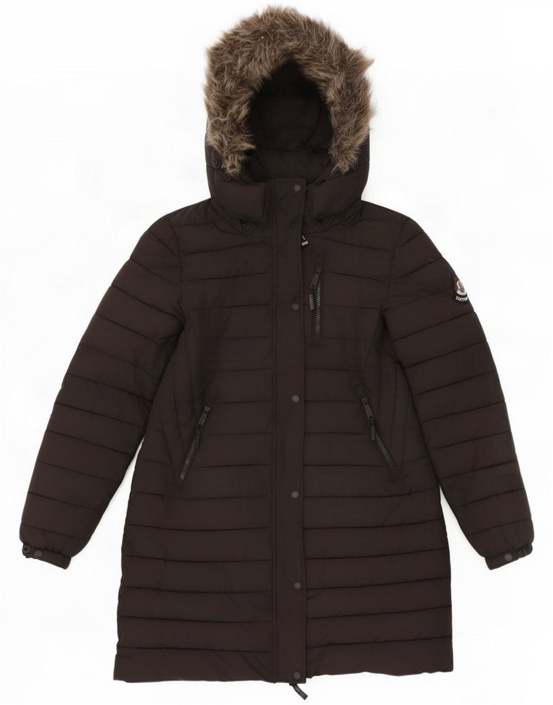 Superdry Jachetă căptușită cu glugă pentru femei UK 12 Medium Black Poliester