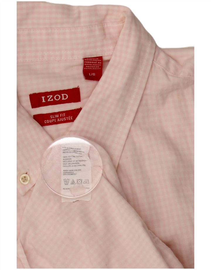 Cămașă IZOD pentru bărbați, slim fit, mare, roz, bumbac