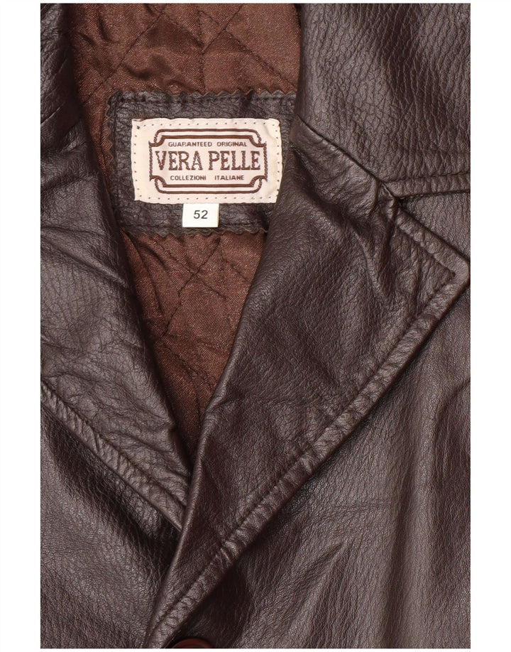 Palton din piele pentru bărbați VINTAGE IT 52 XL din piele maro