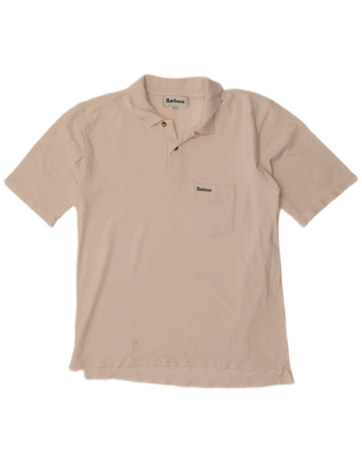 Tricou polo Barbour pentru bărbați, mare din bumbac alb