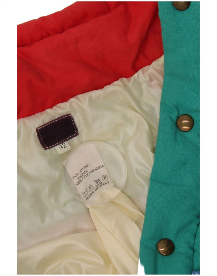 Jachetă căptușită cu glugă vintage pentru femei IT 42 Medium Multicolor Colorblock