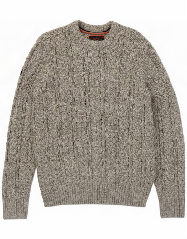 Superdry Mens Crew Neck Jumper Sweater XL Grey Flecked Acrylic