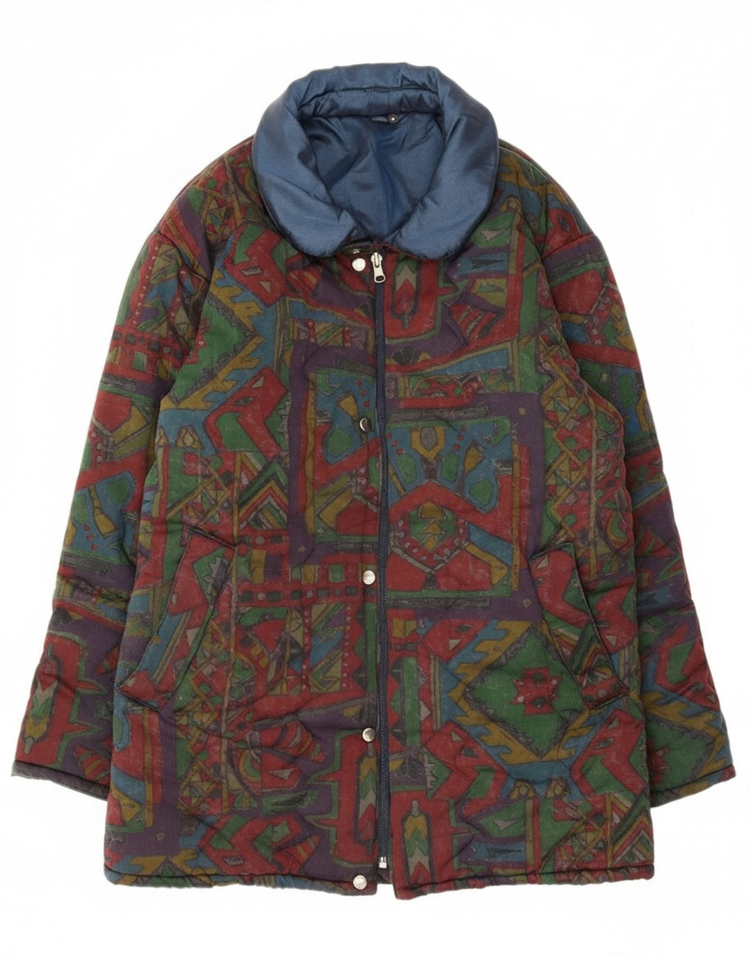 Jachetă căptușită reversibilă pentru bărbați vintage UK 40 mare, multicoloră, geometrică