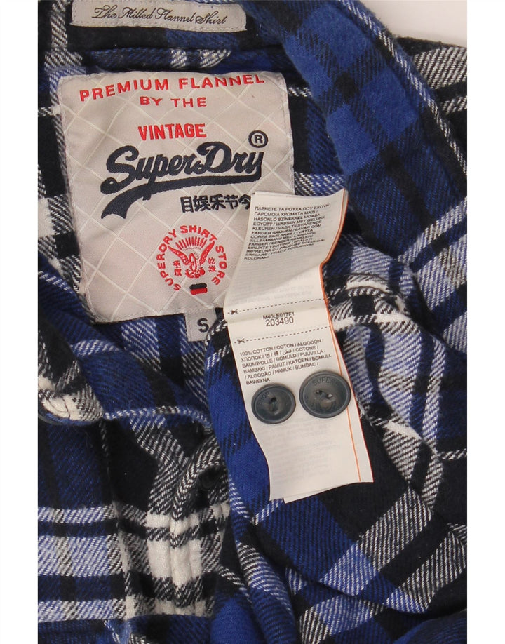 Cămașă de flanel pentru bărbați SUPERDRY, bumbac cu carouri albastre mici