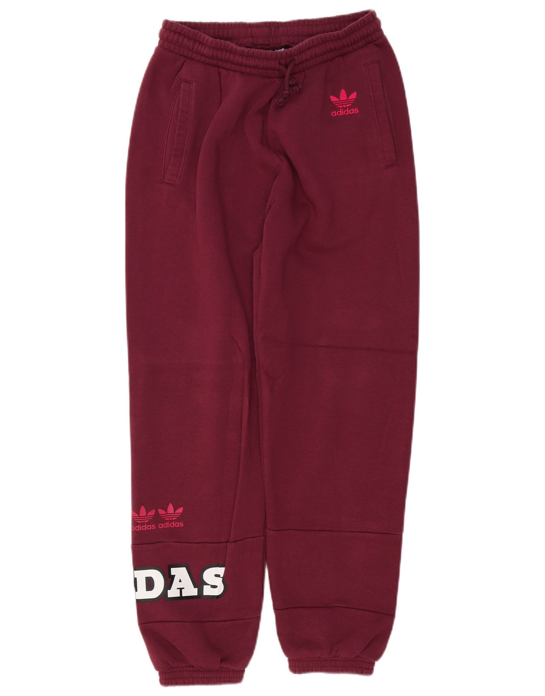 Pantaloni de trening grafic pentru femei ADIDAS Pantaloni de jogging UK 12 Burgundy mediu