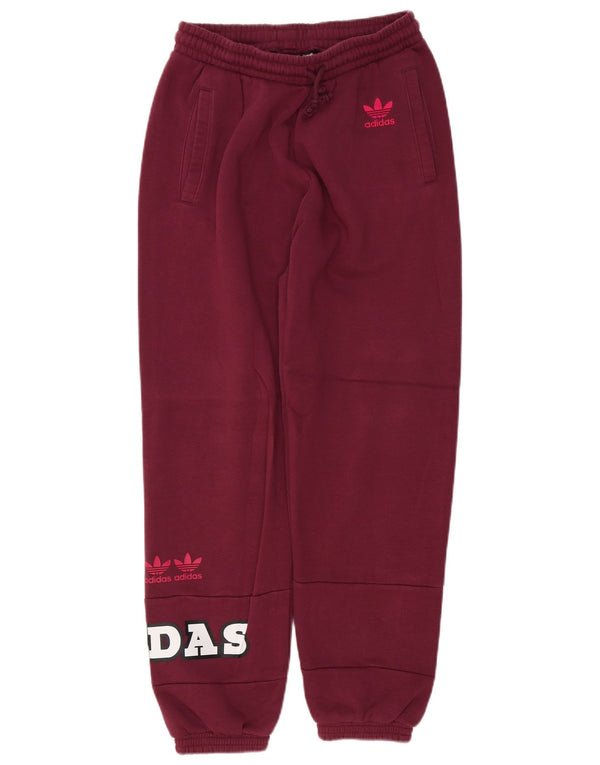 Pantaloni de trening grafic pentru femei ADIDAS Pantaloni de jogging UK 12 Burgundy mediu