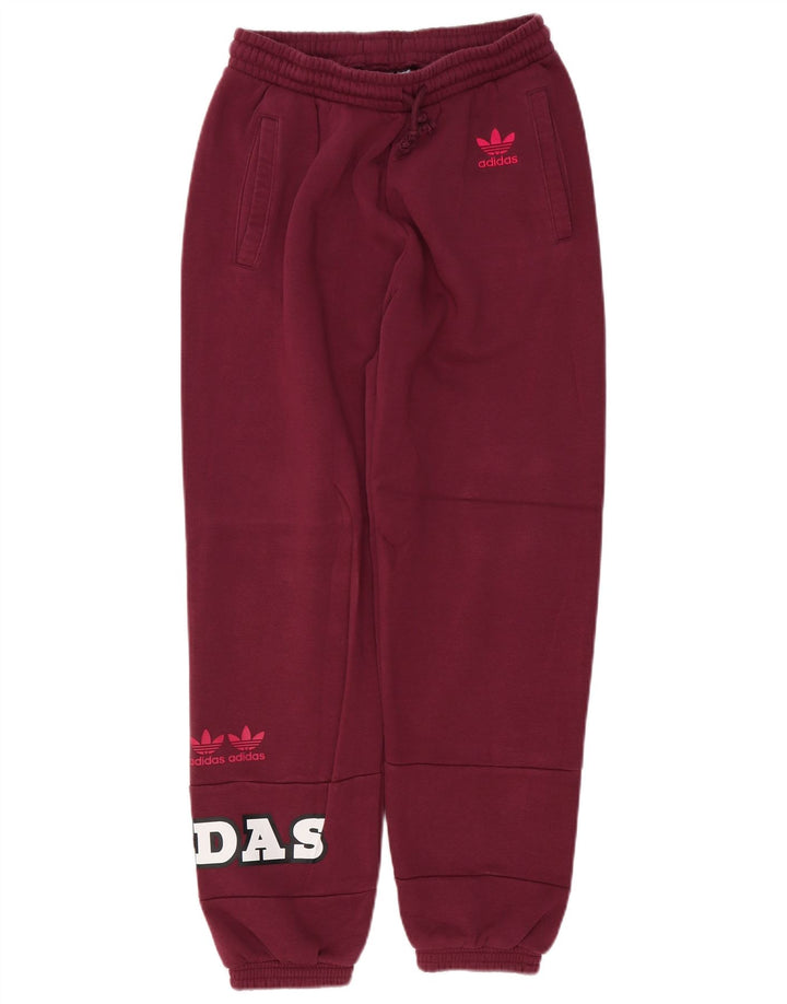 Pantaloni de trening grafic pentru femei ADIDAS Pantaloni de jogging UK 12 Burgundy mediu