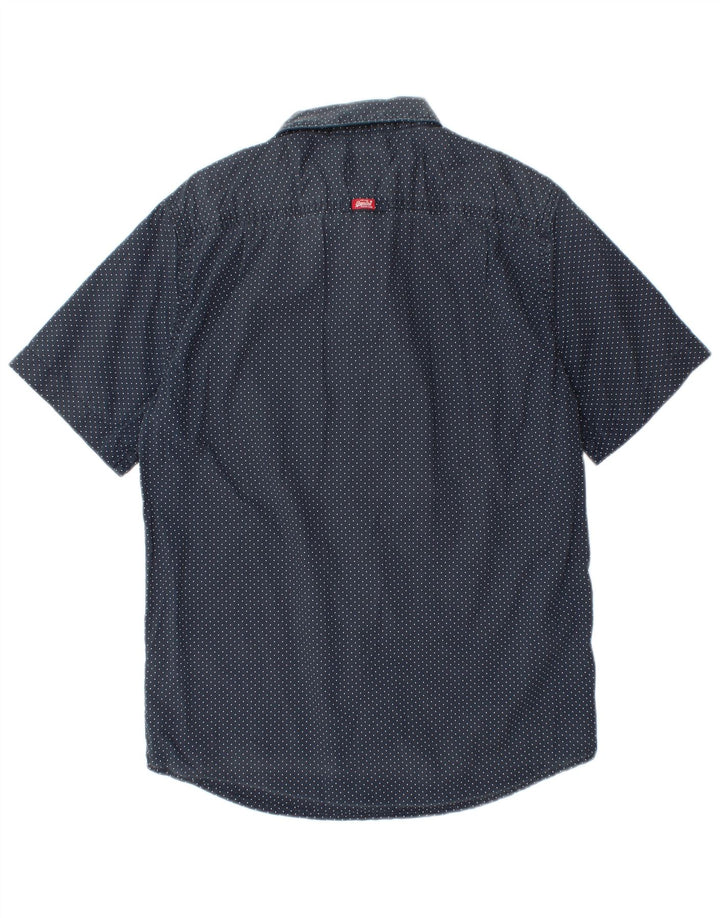 Cămașă cu mânecă scurtă pentru bărbați Superdry, mare, albastru, bumbac cu pete