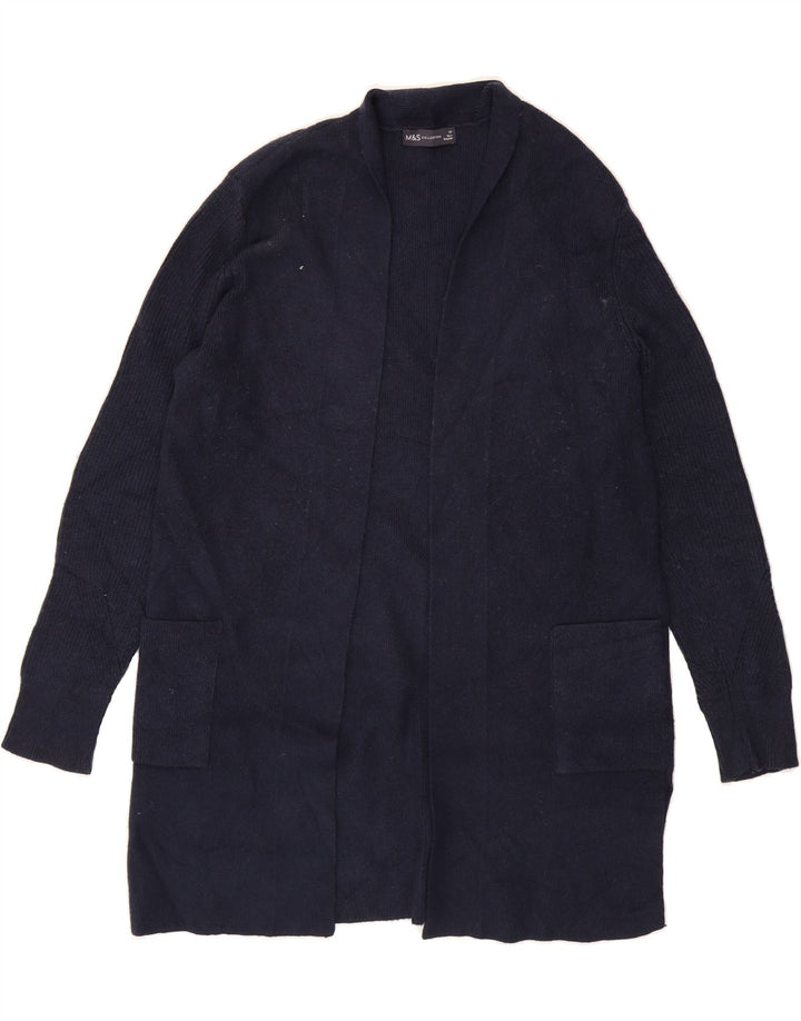 MARKS & SPENCER Womens Longline Cardigan Sweater UK 14 Large Navy Blue Vintage Marks & Spencer and Second-Hand Marks & Spencer from Messina Hembry 