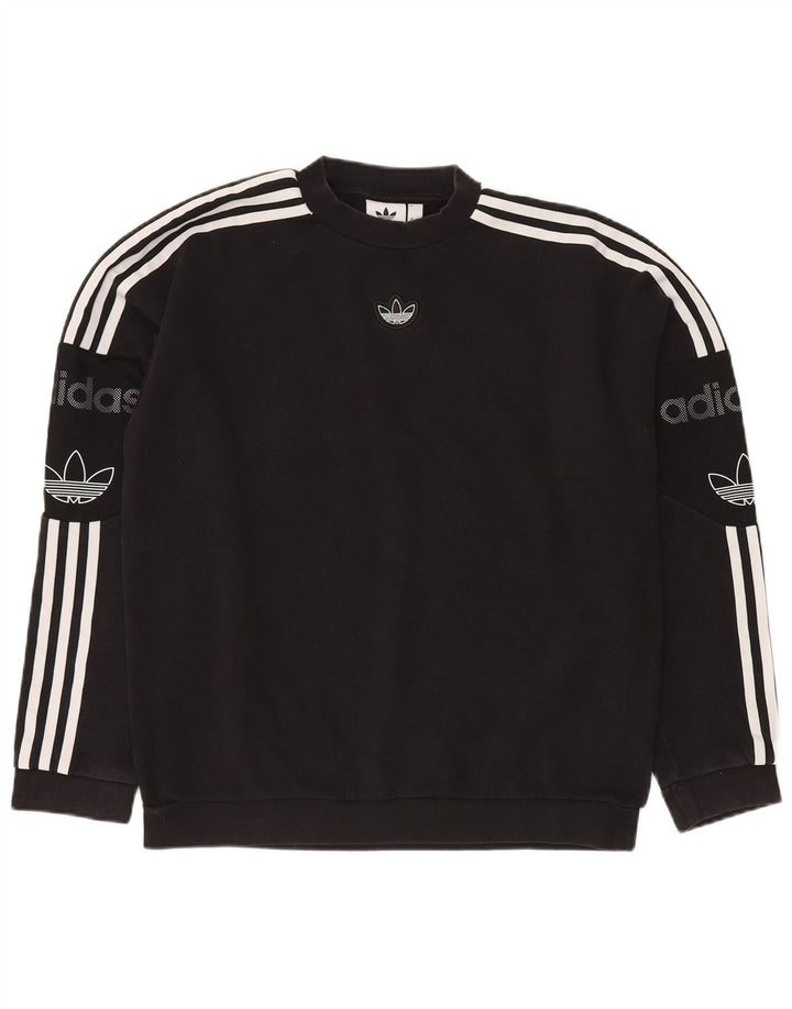 Pulover ADIDAS pentru bărbați, cu croiala lejeră, cu grafică, bumbac mic, negru