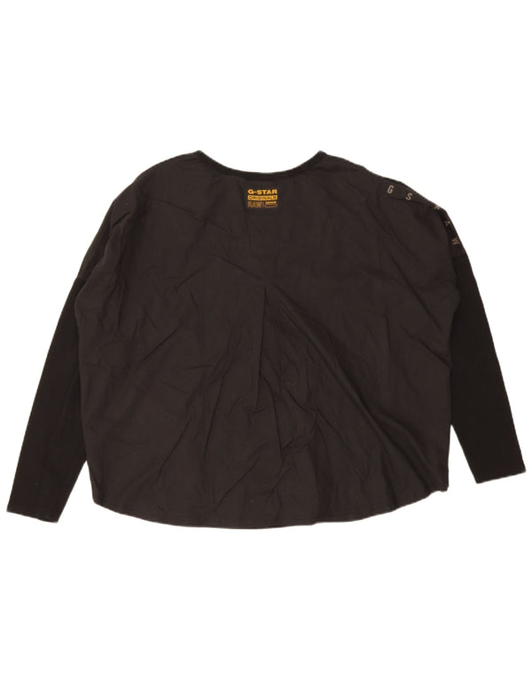 Top supradimensionat pentru femei G-Star cu mânecă lungă UK 14, bumbac mediu negru