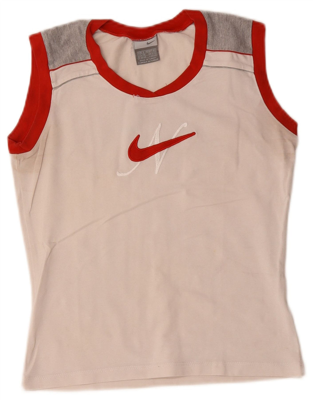 Top cu vestă grafică Nike pentru femei UK 8/10, mic, alb, bloc de culoare