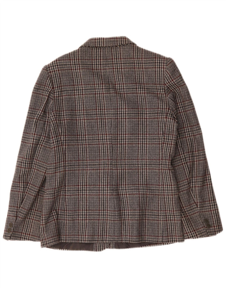 Jachetă vintage pentru femei cu 1 nasture IT 46 Lână mare gri Houndstooth