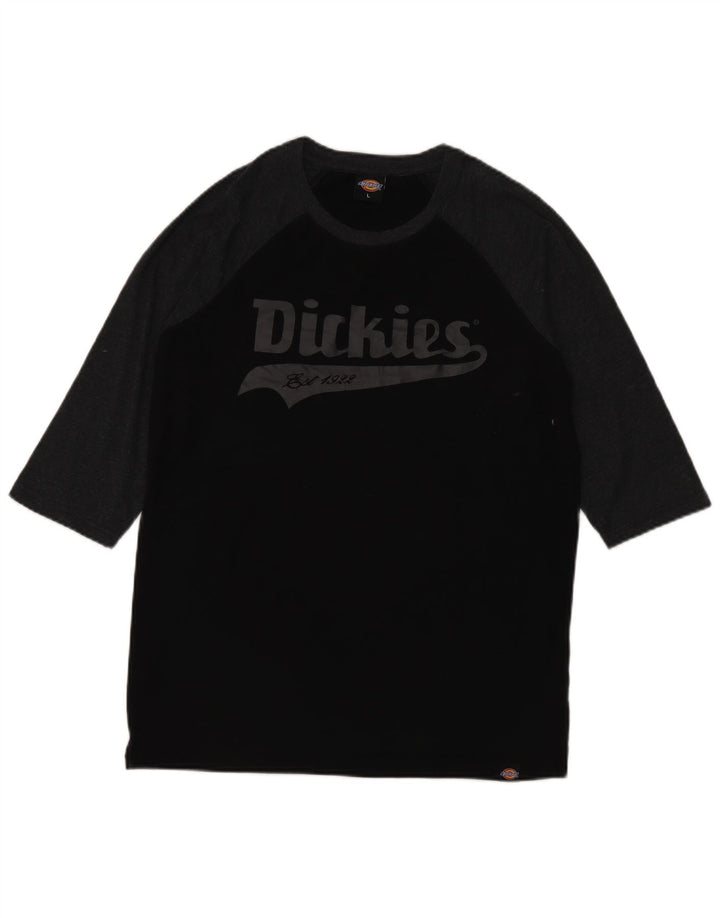 Dickies pentru bărbați, cu mâneci 3/4, cu mânecă mare, negru, color block, bumbac