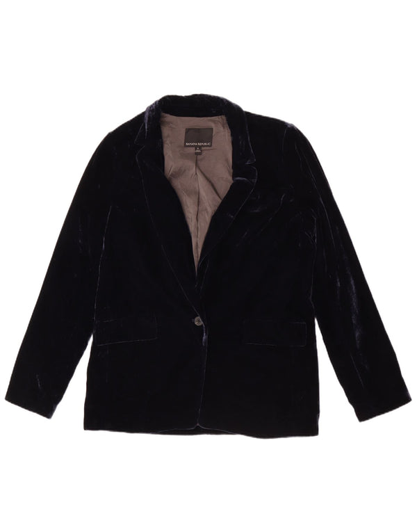 Jachetă pentru femei Banana Republic din catifea cu 1 nasture US 6 Medium Bleumarin