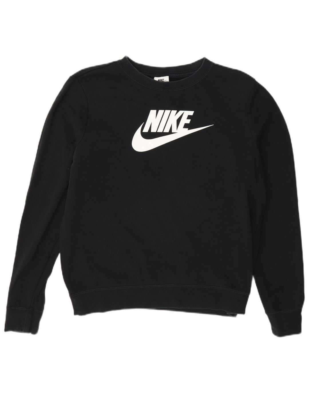 Pulover supradimensionat cu grafic Nike pentru femei UK 10 Bumbac negru mic