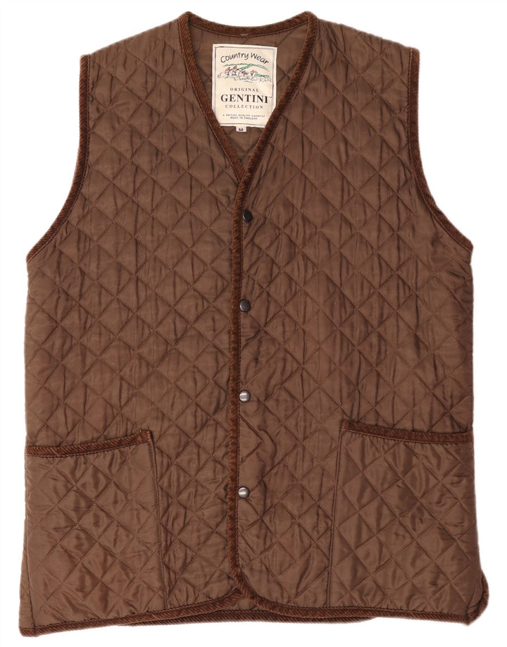 Gilet vintage pentru bărbați matlasat UK 38 Medium Brown Poliester