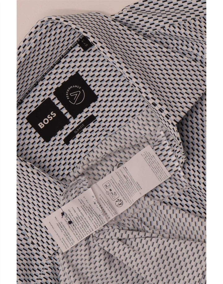 Cămașă pentru bărbați Hugo Boss Slim Fit Mărimea 41 16 Poliamidă geometrică albastră mare