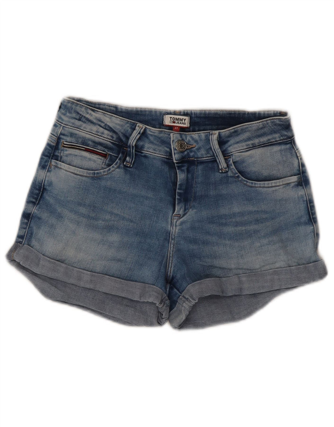Pantaloni scurți din denim pentru femei Tommy Hilfiger W27 Small Blue Bumbac