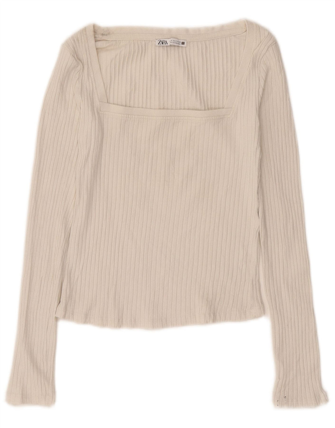 Crop Top pentru femei Zara cu mânecă lungă UK 10 Mic Bej