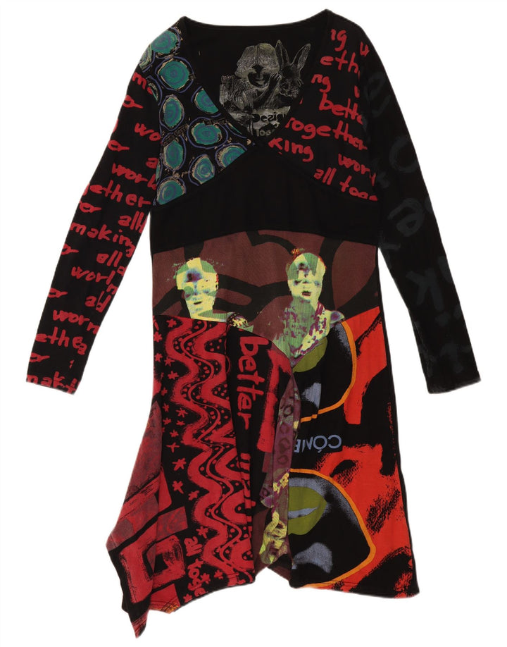Rochie asimetrică cu grafică Desigual pentru femei UK 18 XL Negru mozaic