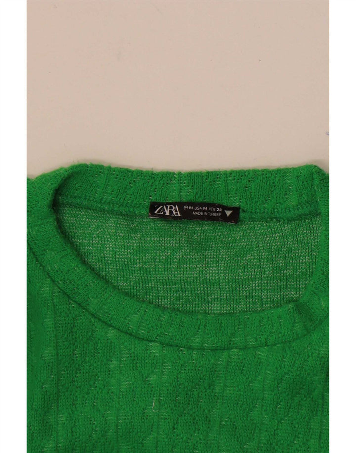 Crop Top pentru femei Zara cu mânecă lungă UK 12 verde mediu