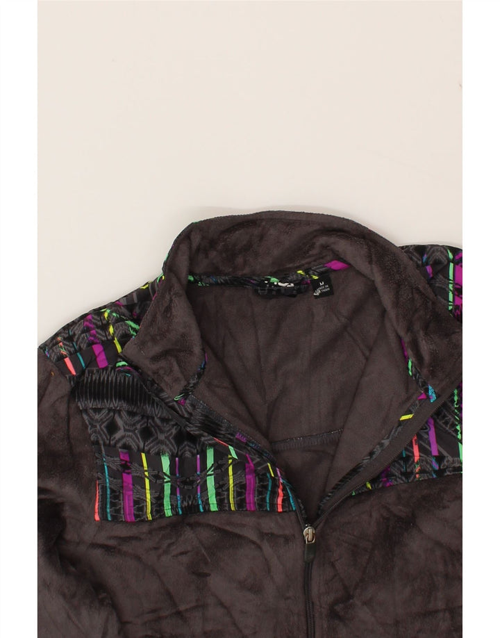 FILA Womens Fleece Jacket UK 14 Medium Grey Patchwork Polyester Vintage Fila and Second-Hand Fila from Messina Hembry 