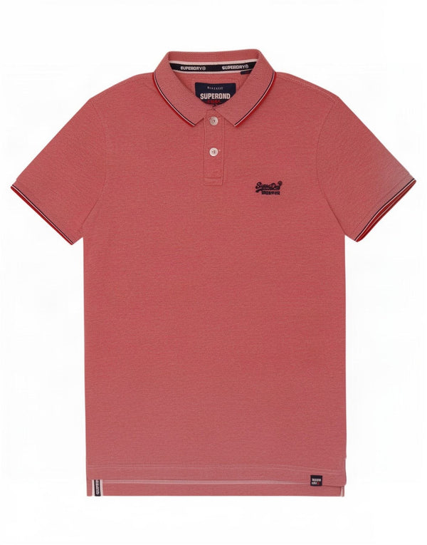 Tricou polo pentru bărbați Superdry, bumbac roz mediu