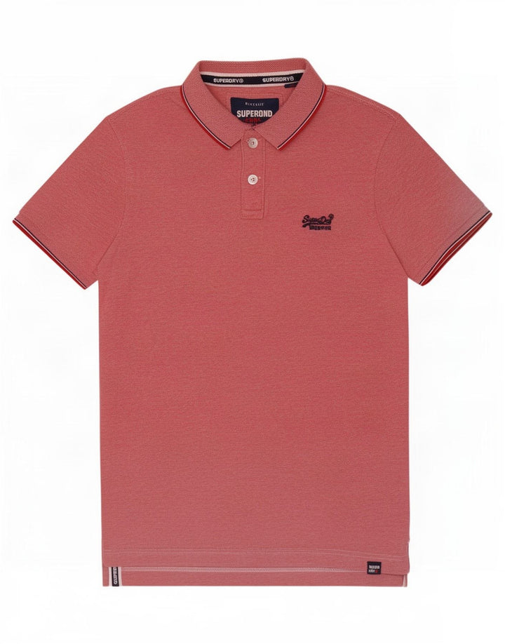 Tricou polo pentru bărbați Superdry, bumbac roz mediu