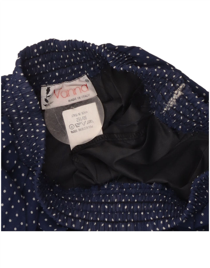 Fusta plisată Vintage pentru femei W26 Poliester cu buline bleumarin mic