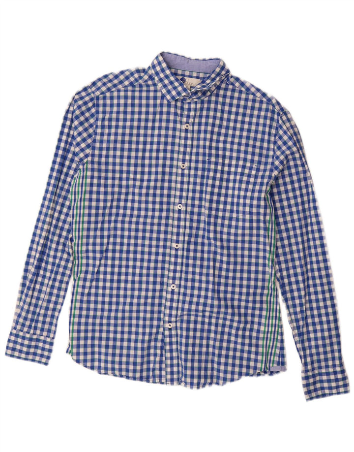 Cămașă pentru bărbați BODEN, slim fit, albastru mediu, bumbac vichy