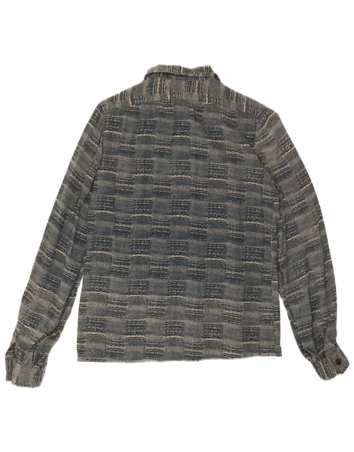 Cămașă Vintage pentru femei UK 12 Medium Blue Geometric
