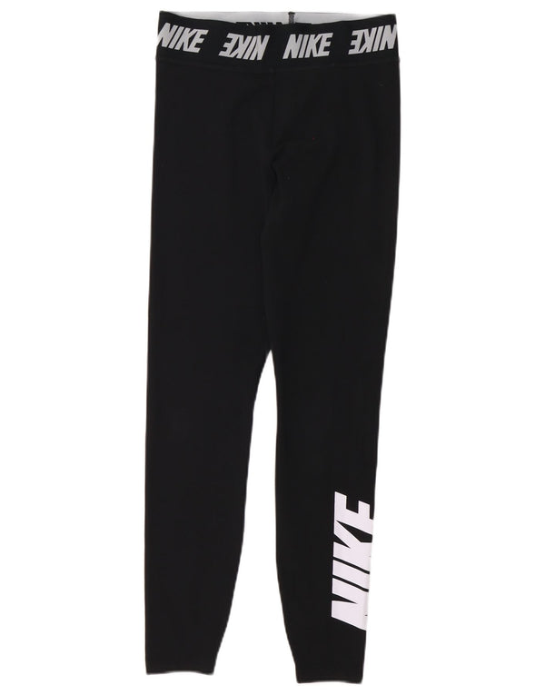 Leggings grafic Nike pentru femei UK 8 Small Black Bumbac