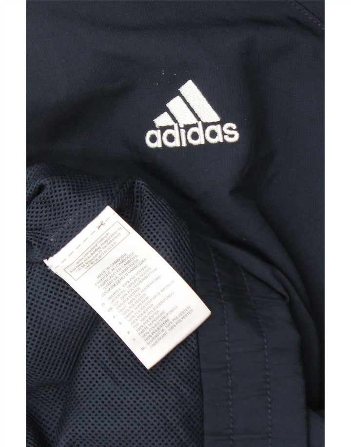 Jachetă de top pentru trening cu glugă Adidas pentru bărbați, albastru bleumarin, color block
